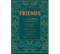 Piccadilly Greetings Christmas Card To Wonderful Friends Holly Pattern - 9 x 6 inches