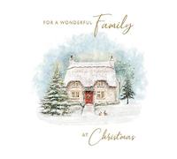 Piccadilly Greetings Christmas Card Traditional For a Wonderful Family Bunny cottage - 8 x 6 inches