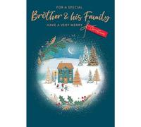Piccadilly Greetings Classic Christmas Card, Couple Brother & Family, House - 9 x 6 inches