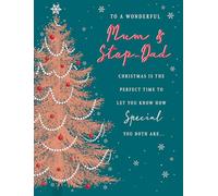 Piccadilly Greetings Classic Christmas Card, Couple Mum & Stepdad, Foil tree - 7 x 5 inches