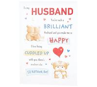 Piccadilly Greetings Cute Birthday Card Husband - 9 x 6 inches, blue|white|red|peach
