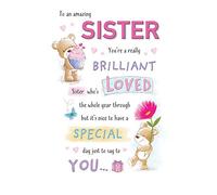 Piccadilly Greetings Cute Birthday Card Sister - 9 x 6 inches