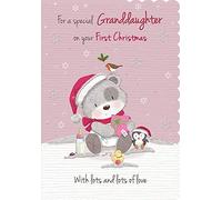 Piccadilly Greetings Cute Christmas Card Granddaug 1st Xmas - 7 x 5 inches