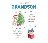 Piccadilly Greetings Cute Christmas Card Grandson - 9 x 6 inches