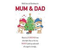 Piccadilly Greetings Cute Christmas Card Mum & Dad - 9 x 6 inches