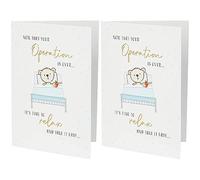 Piccadilly Greetings Cute Get Well Operation Over - 7 x 5 inches, brown|grey (Pack of 2)