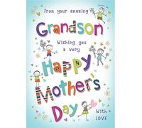 Piccadilly Greetings Cute Mother's Day Card from Grandson - 9 x 6 inches