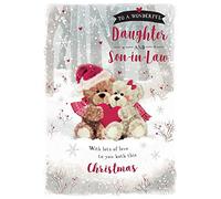 Piccadilly Greetings Cute (Photo) Christmas Card Daughter & Son in Law - 9 x 6 inches