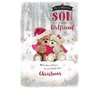 Piccadilly Greetings Cute (Photo) Christmas Card Son & Girlfriend - 9 x 6 inches