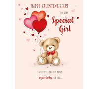 Piccadilly Greetings Cute Valentines Day Card, Special Girl, Heart bear - 8 x 6 inches