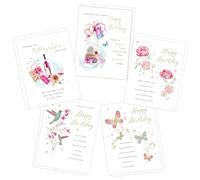Piccadilly Greetings Elegant Female Birthday Cards Multipack | Pack of 5 assorted Birthday Cards | 19 x 14.5 cm | Includes White Envelopes | Made in UK