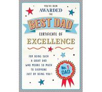 Piccadilly Greetings Father's Day Card, Best Dad Award No. 1 Dad- 9 x 6 inches