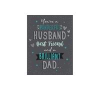Piccadilly Greetings Father's Day Card, Wonderful Husband and Brilliant Dad - 8 x 6 inches