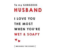 Piccadilly Greetings Funny Naughty Valentines Day Card, Gorgeous Husband, Wet & Soap - 7 x 5 inches