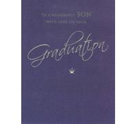 Piccadilly Greetings Graduation Card for Son, Silver Foil Script on Navy, With Envelope