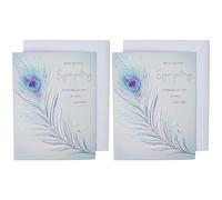 Piccadilly Greetings Group Ltd Deepest Sympathy Card - Feather - Thinking of You,White,- 8 x 6 Inches (Pack of 2)
