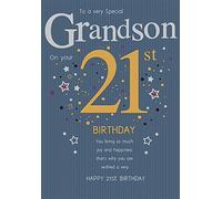 Piccadilly Greetings Group Ltd STUNNING TOP RANGE A VERY SPECIAL GRANDSON ON YOUR 21ST BIRTHDAY GREETING CARD, blue, 10 x 7