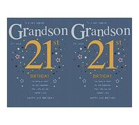 Piccadilly Greetings Group Ltd STUNNING TOP RANGE A VERY SPECIAL GRANDSON ON YOUR 21ST BIRTHDAY GREETING CARD, blue, 10 x 7 (Pack of 2)