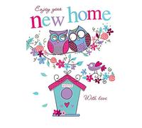 Piccadilly Greetings Group Ltd WONDERFUL COLOURFUL OWLS & BIRD HOUSE ENJOY YOUR NEW HOME GREETING CARD,7 x 5