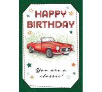 Piccadilly Greetings Happy Birthday Card Classic Car - 7 x 5 inches