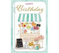 Piccadilly Greetings Happy Birthday Card Flower Stand Florist - 7 x 5 inches