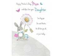 Piccadilly Greetings Happy Mother’s Day Mum Card from Daughter - Cute Bunny & Daisy Design