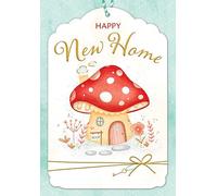 Piccadilly Greetings Happy New Home Card Mushroom House - 7 x 5 inches