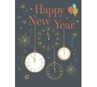 Piccadilly Greetings Happy New Year Card, Clocks - 8 x 6 inches