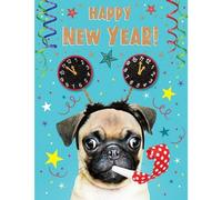 Piccadilly Greetings Happy New Year Card, Dog - 8 x 6 inches