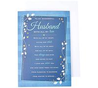 Piccadilly Greetings Heartfelt Wishes Sentimental Birthday Card Husband - Regal Publishing, Blue, 9 x 6 inches