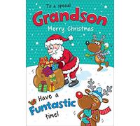 Piccadilly Greetings Humour Christmas Card Grandson - 10 x 7 inches