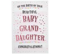Piccadilly Greetings Modern Baby Card Birth of Granddaughter - 7 x 5 inches, Black
