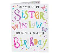 Piccadilly Greetings Modern Birthday Card Sister in Law - 8 x 6 inches - Regal Publishing, black|pink|yellow|green|grey