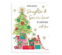 Piccadilly Greetings Modern Christmas Card Daughter & Son In Law- 8 x 6 inches