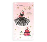 Piccadilly Greetings Modern Christmas Card Friend - 9 x 5 inches