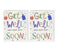 Piccadilly Greetings Modern Get Well Soon Card - 8 x 6 inches - Regal Publishing (Pack of 2)