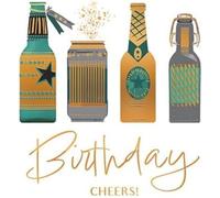 Piccadilly Greetings Modern Luxury Birthday Card, Bottles Drinks - 160 mm sq