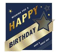 Piccadilly Greetings Modern Luxury Birthday Card, Navy type - 160 mm sq