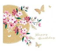 Piccadilly Greetings Modern Luxury Birthday Card, Pink Blossom - 160 mm sq