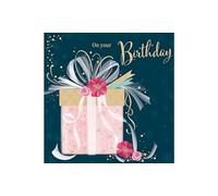 Piccadilly Greetings Modern Luxury Birthday Card, Present - 160 mm sq
