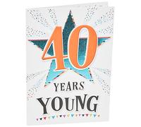 Piccadilly Greetings Modern Milestone Age Birthday Card 40th 40 Years Young - 7 x 5 inches
