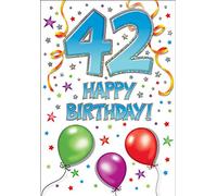 Piccadilly Greetings Modern Milestone Age Birthday Card Age ,green|blue|red|white,42 - 7 x 5 inches