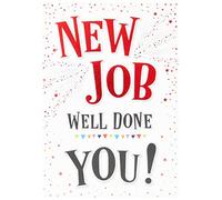 Piccadilly Greetings Modern New Job Well Done Congratulations Card - 7 x 5 inches A11854, grey|red|white|black
