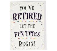 Piccadilly Greetings Modern Retirement Card Fun Times Begin - 7 x 5 inches,grey|purple|white|black