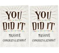 Piccadilly Greetings Modern You Did It Massive Congratulations Card - 7 x 5 inches, green|grey|beige|orange|white (Pack of 2)