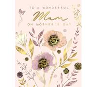 Piccadilly Greetings Mother's Day Card, Floral Wonderful Mum - 8 x 6 inches