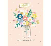 Piccadilly Greetings Mother's Day Card, Flowers in a Jar - 8 x 6 inches