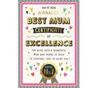 Piccadilly Greetings Mother's Day Card, You've Been Awarded Best Mum Certificate - 9 x 6 inches