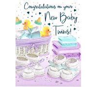 Piccadilly Greetings Newborn Twins Greetings Card 14 x 19 cm Congratulations On Your New Baby Twins Quality Card
