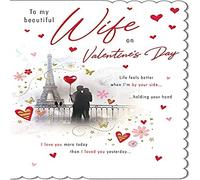 Piccadilly Greetings Pg to My Beautiful Wife Paris Couple Photo Design Valentines Day Card Lovely Verse,9 x 6 Inches